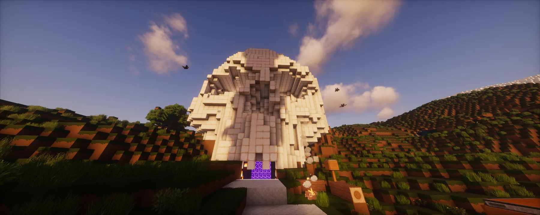 Mysterious dome and portal area in the TrainDontStop Minecraft server world.
