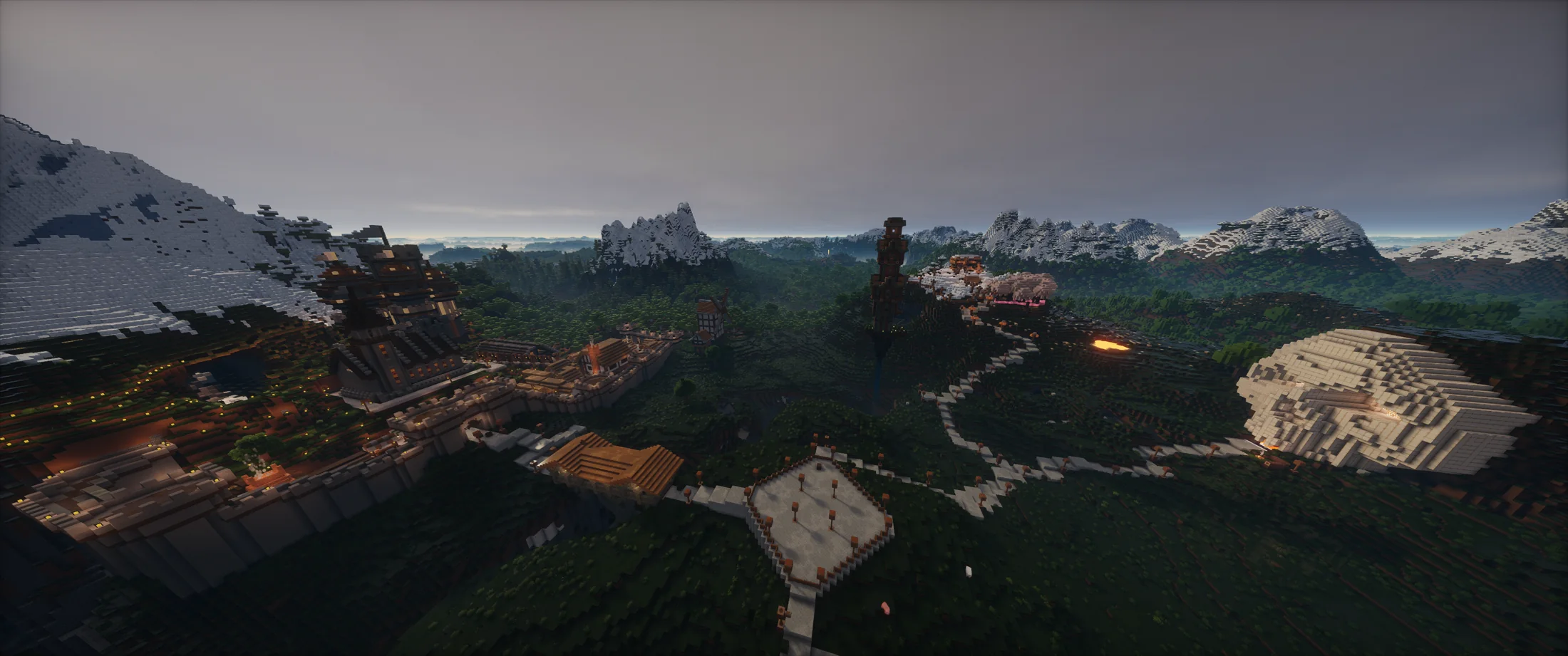 Wide view across the Tamoria hub world.